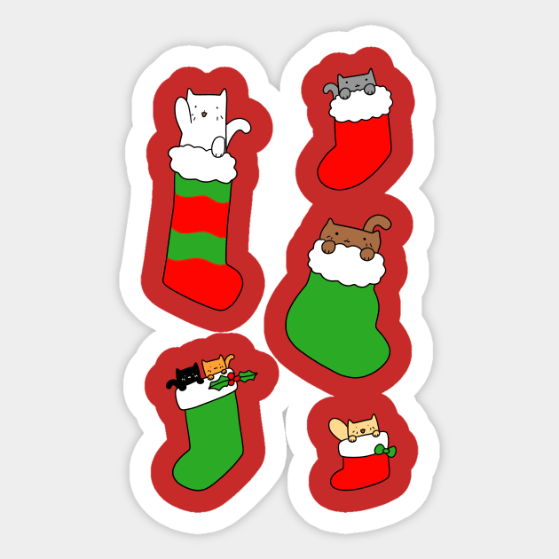 Christmas Stocking Kitties Sticker by saradaboru